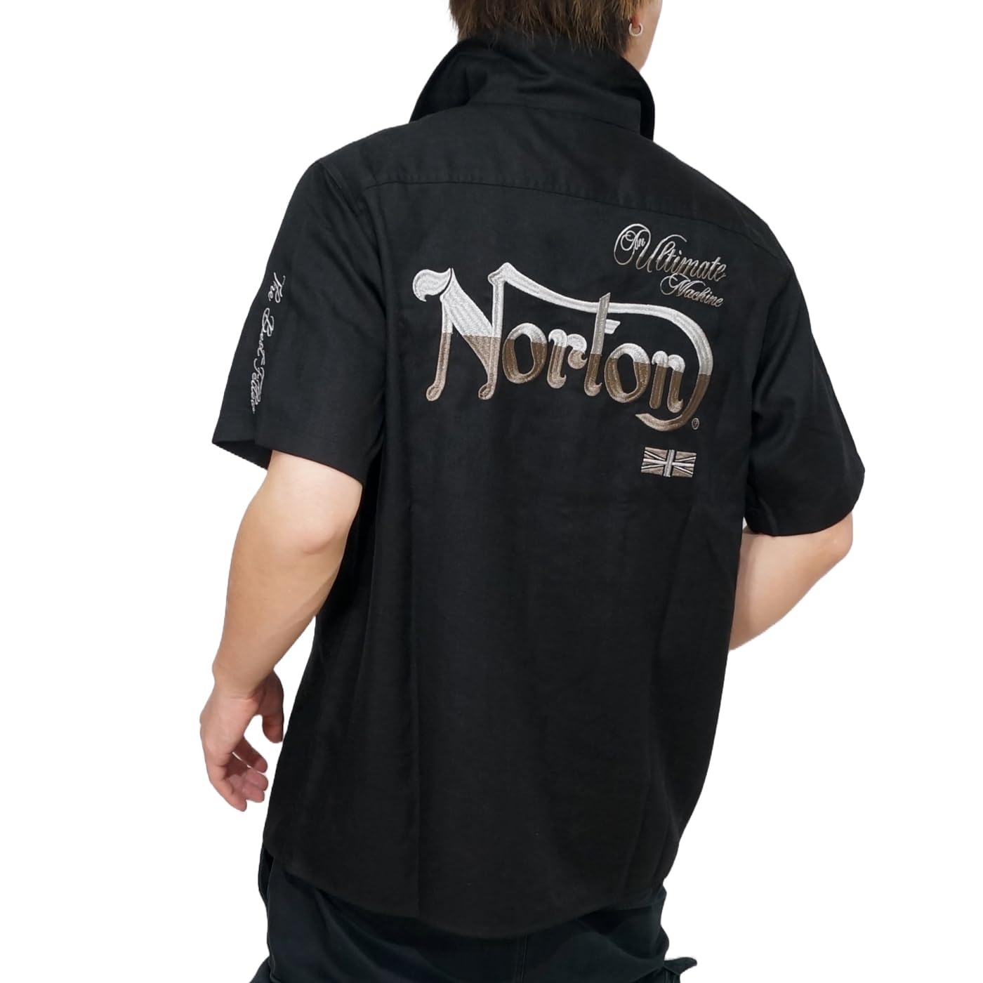 新品　L ノートン Norton メンズ 綿麻混合 6分袖シャツ 接触冷感　襟付 新品 L ノートン Norton メンズ 綿麻混合 6分袖シャツ 接触冷感 襟